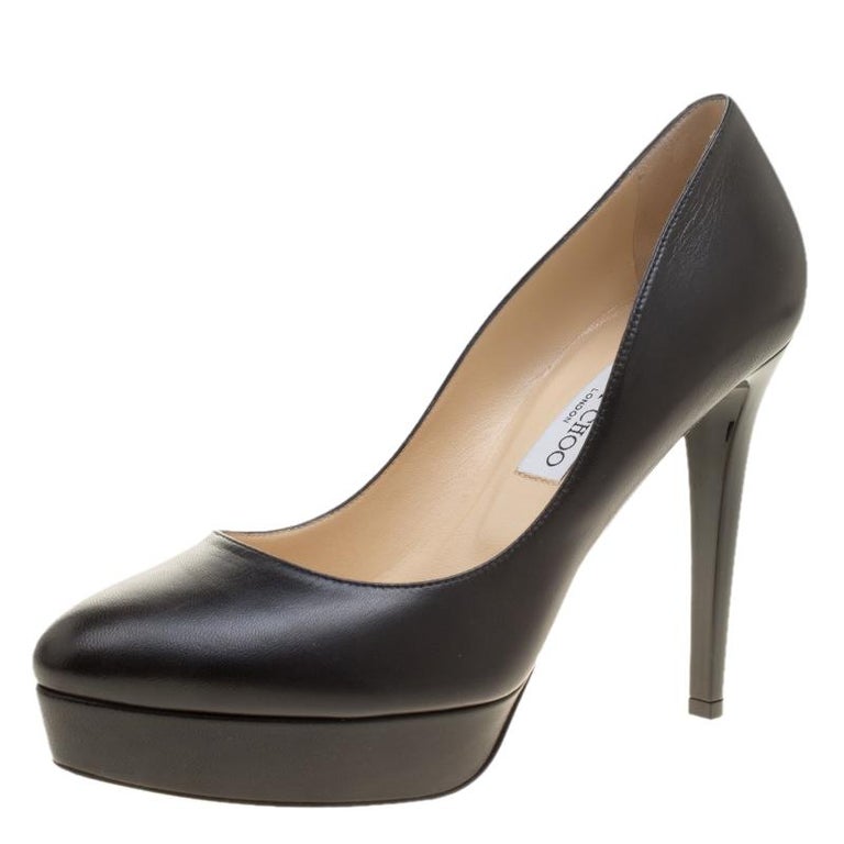 Jimmy Choo Black Leather Alex Platform Pumps Size 41 For Sale at 1stDibs