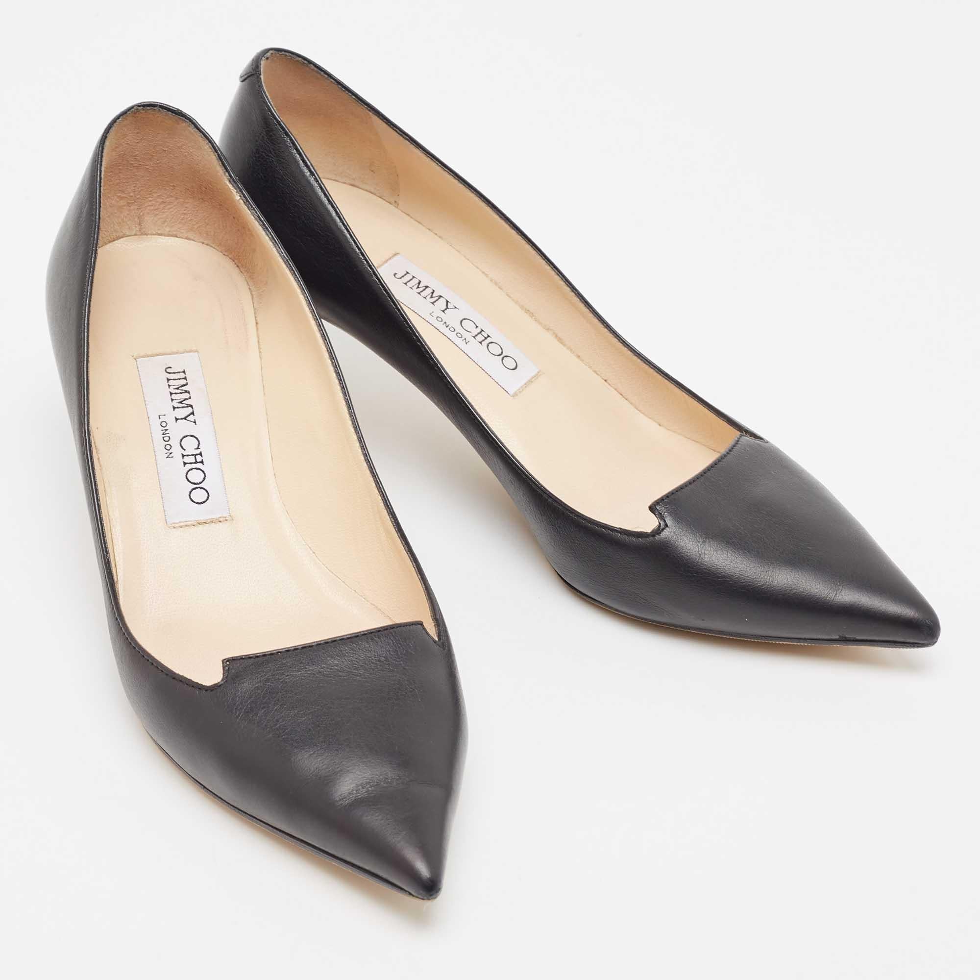 Jimmy Choo Black Leather Allure Pumps Size 36.5 For Sale 1