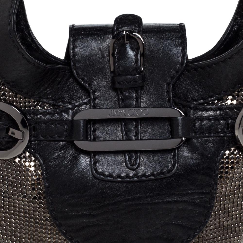 Jimmy Choo Black Leather and Chainmail Tulita Hobo 2