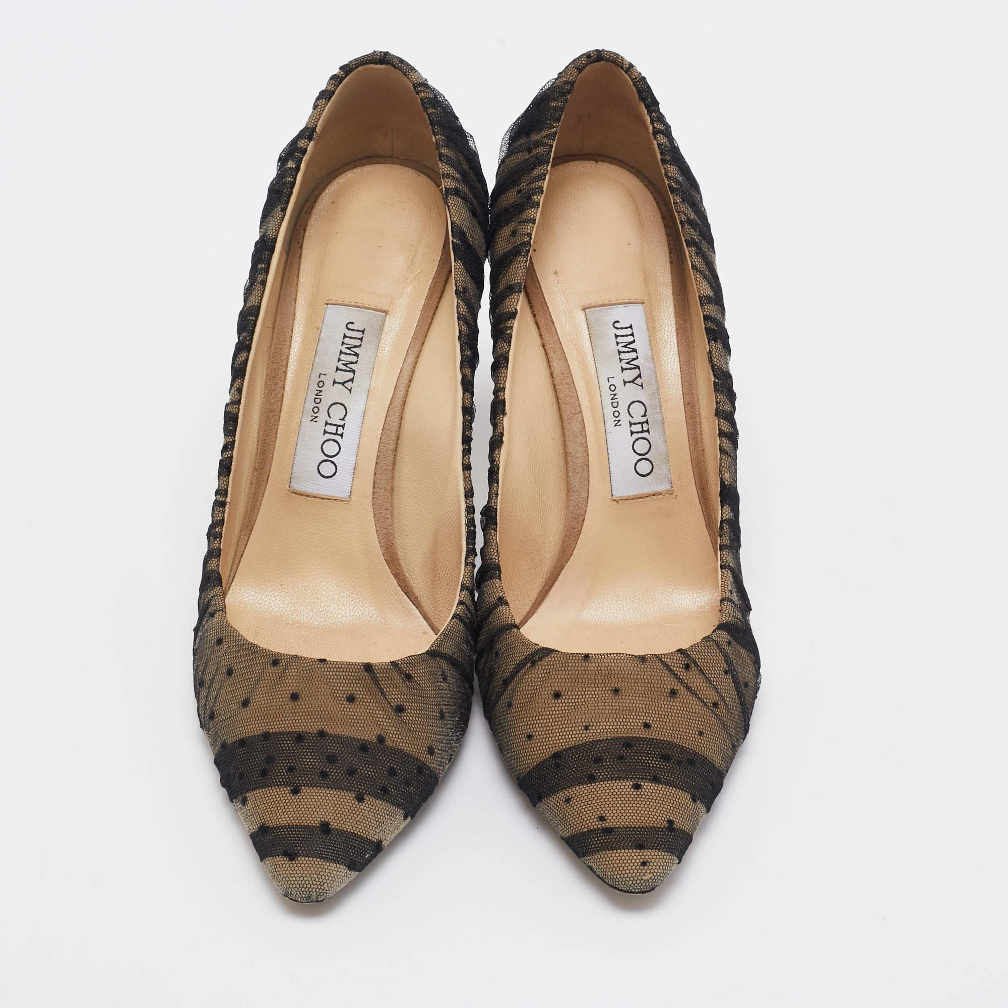Noir Jimmy Choo - Escarpins à bouts pointus Romi en cuir et maille noirs - Taille 36 en vente