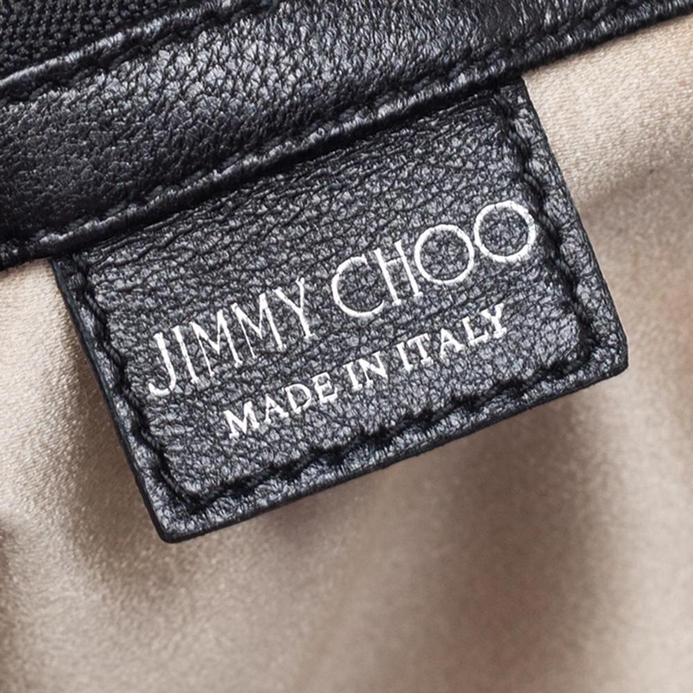Jimmy Choo Black Leather and Suede Chandra Clutch 2
