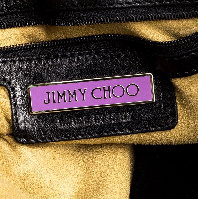 Jimmy Choo Black Leather and Suede Expandable Maia Top Handle bag 4