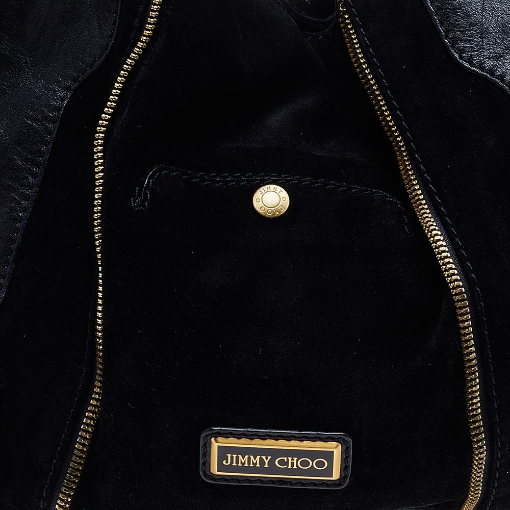 Jimmy Choo Black Leather and Suede Mona Tote 5