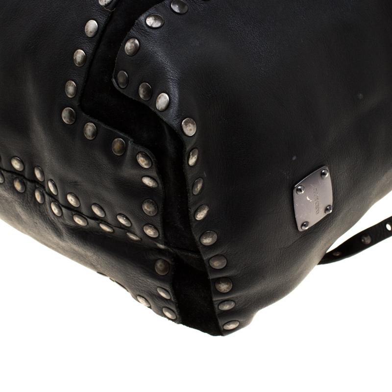 Jimmy Choo Black Leather and Suede Studded Saba Hobo 6