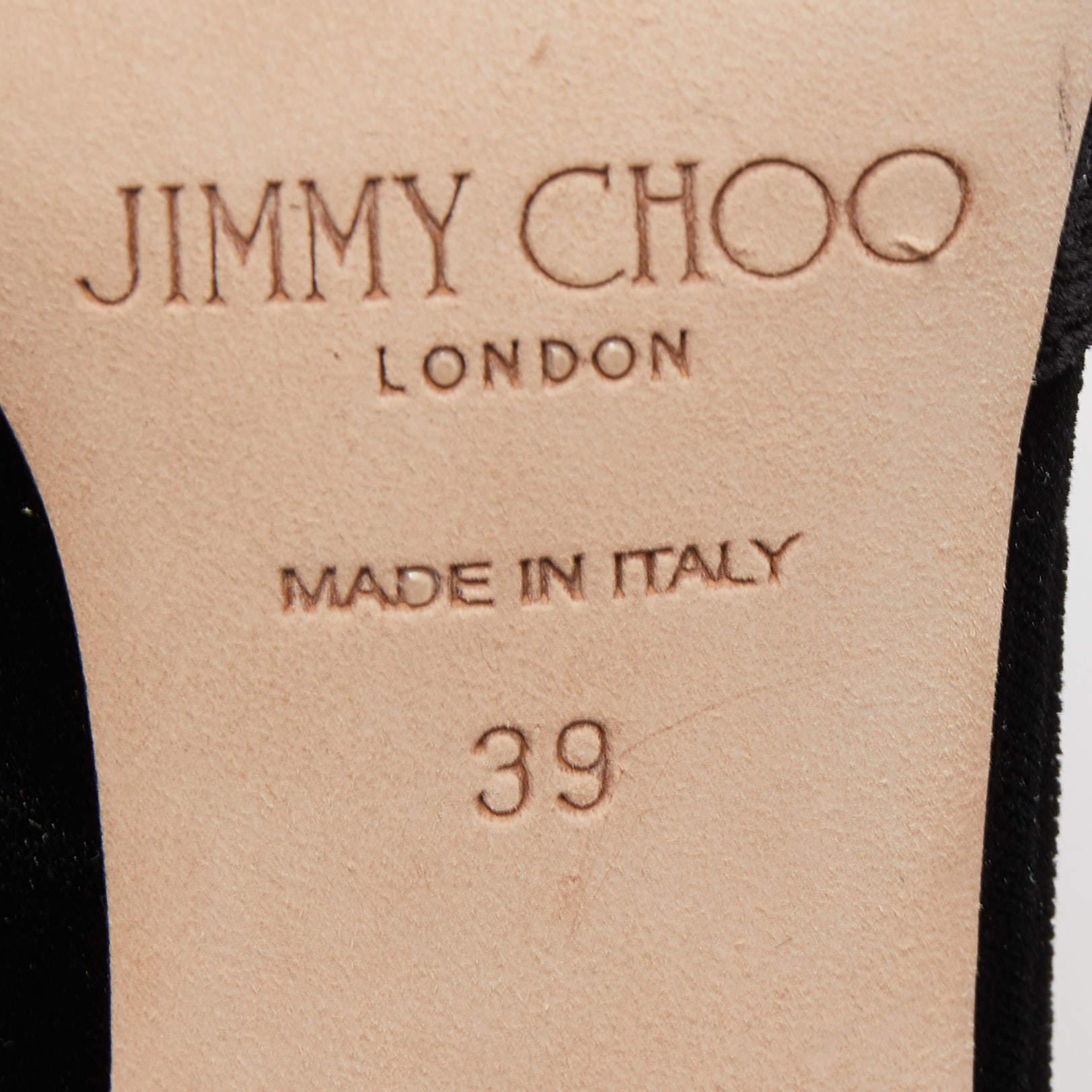 Jimmy Choo Black Leather and Velvet Dorsay Pumps Size 39 4