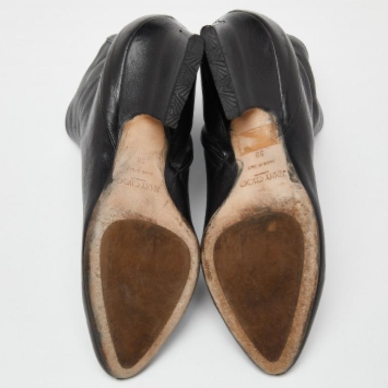 Jimmy Choo, stivali alla caviglia in pelle nera taglia 38 in vendita 2