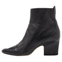 Used Jimmy Choo Black Leather Ankle Booties Size 38