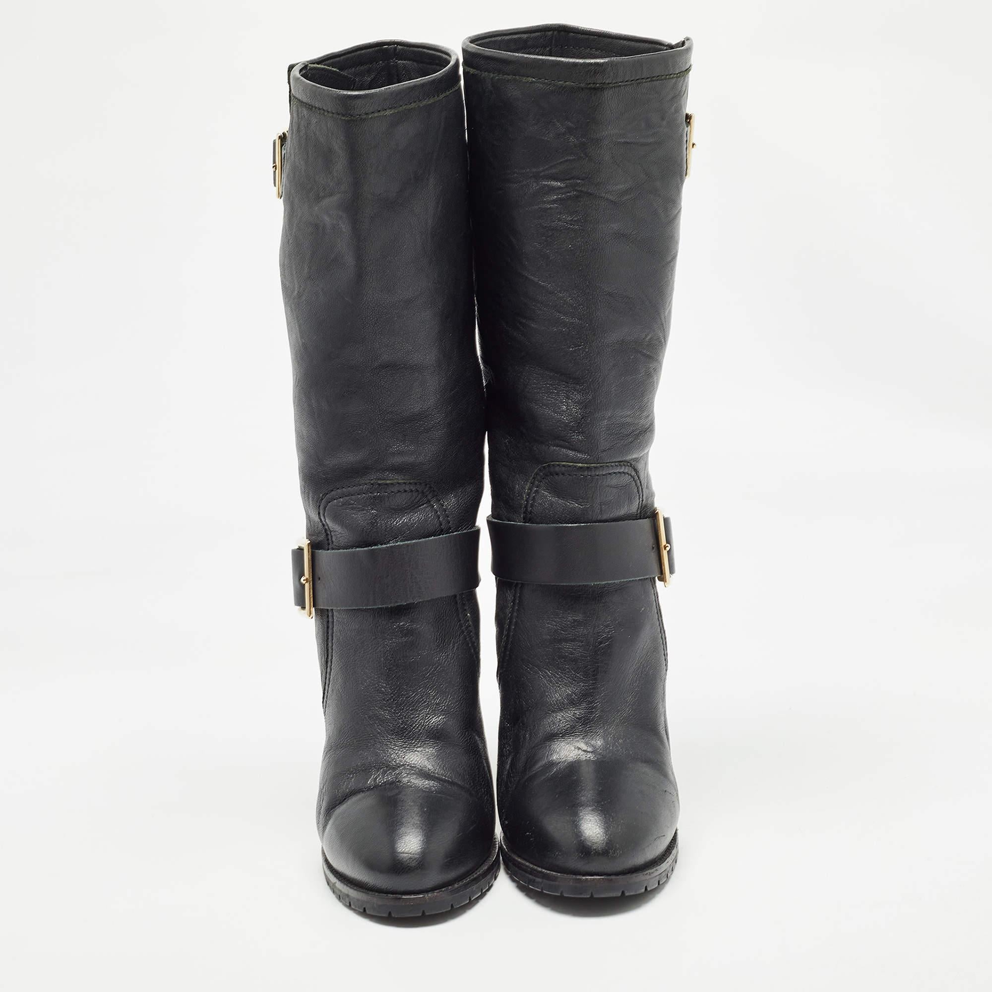 Jimmy Choo Black Leather Ankle Boots Size 38.5 In Good Condition For Sale In Dubai, Al Qouz 2