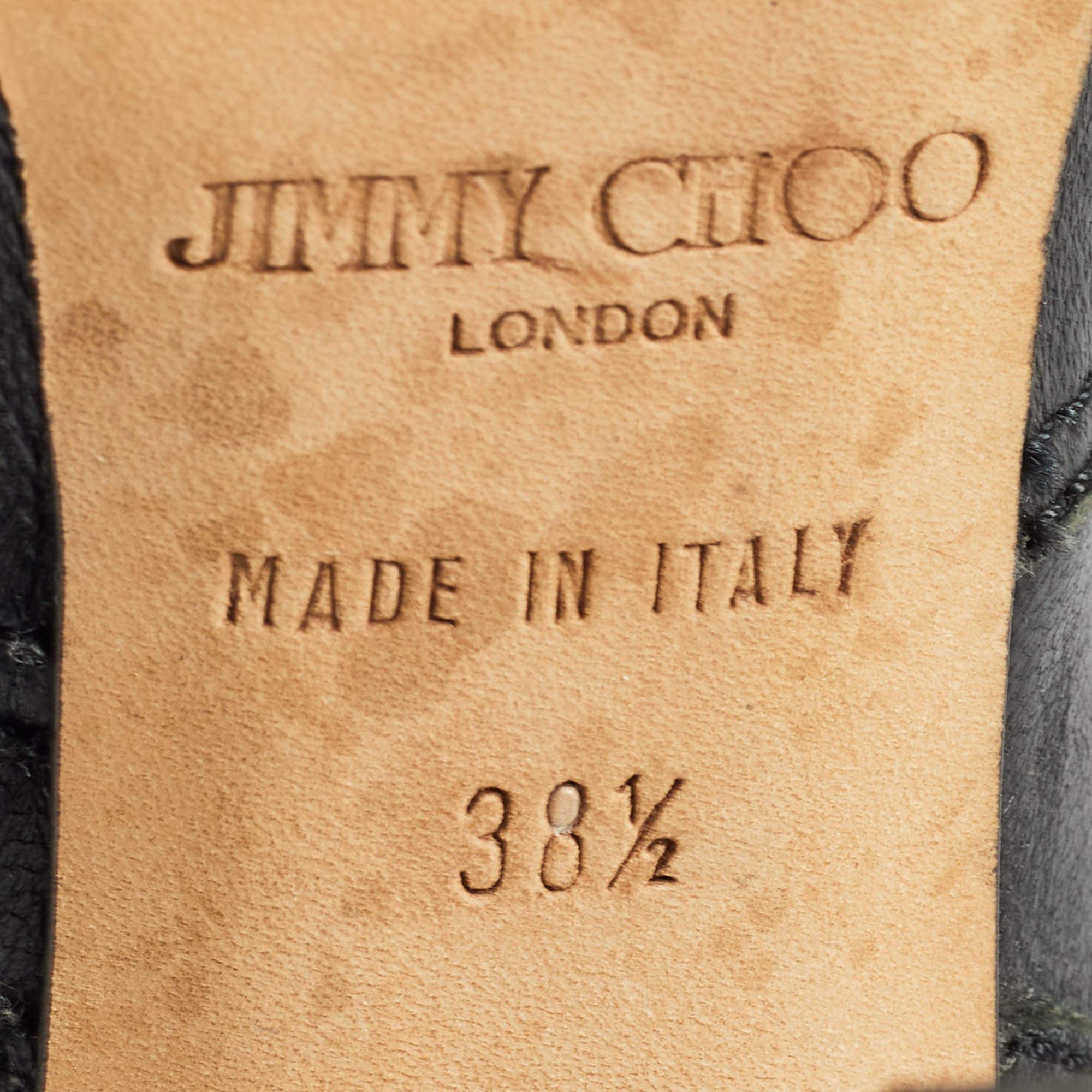 Jimmy Choo Black Leather Ankle Boots Size 38.5 For Sale 3