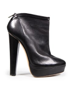 Jimmy Choo Black Leather Ankle Length Zipped Boots Size IT 36.5