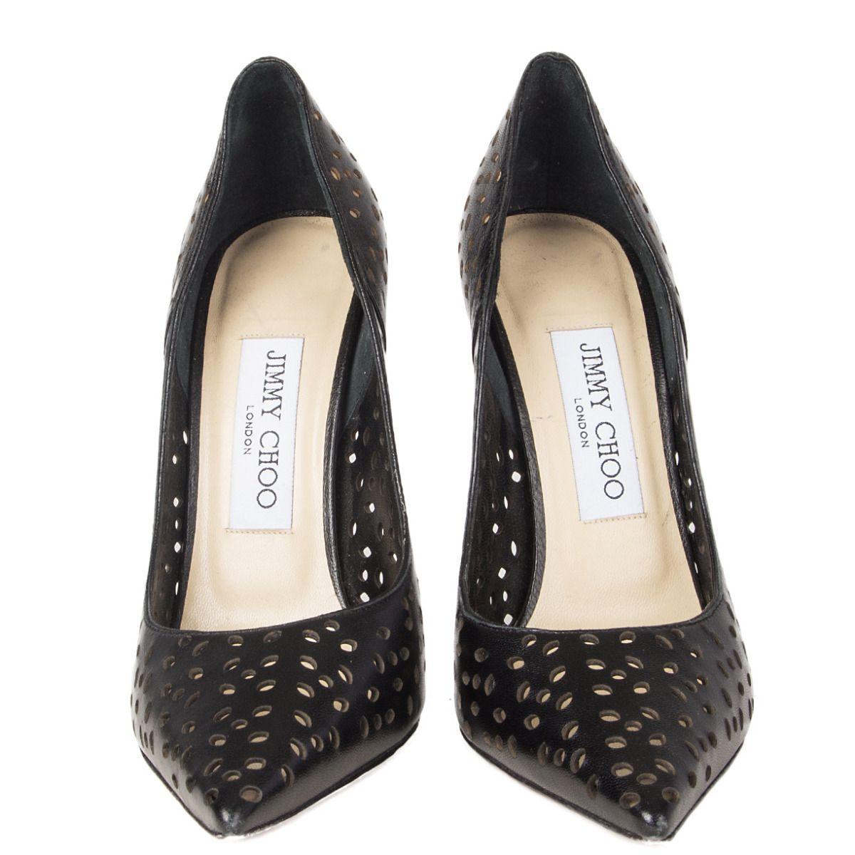 100% authentic Jimmy Choo 'Anouk' pointed-toe perforated pumps in black calfskin. Have been worn and are in excellent condition. 

Measurements
Imprinted Size	36
Shoe Size	36
Inside Sole	23.5cm (9.2in)
Width	7cm (2.7in)
Heel	12cm (4.7in)

All our