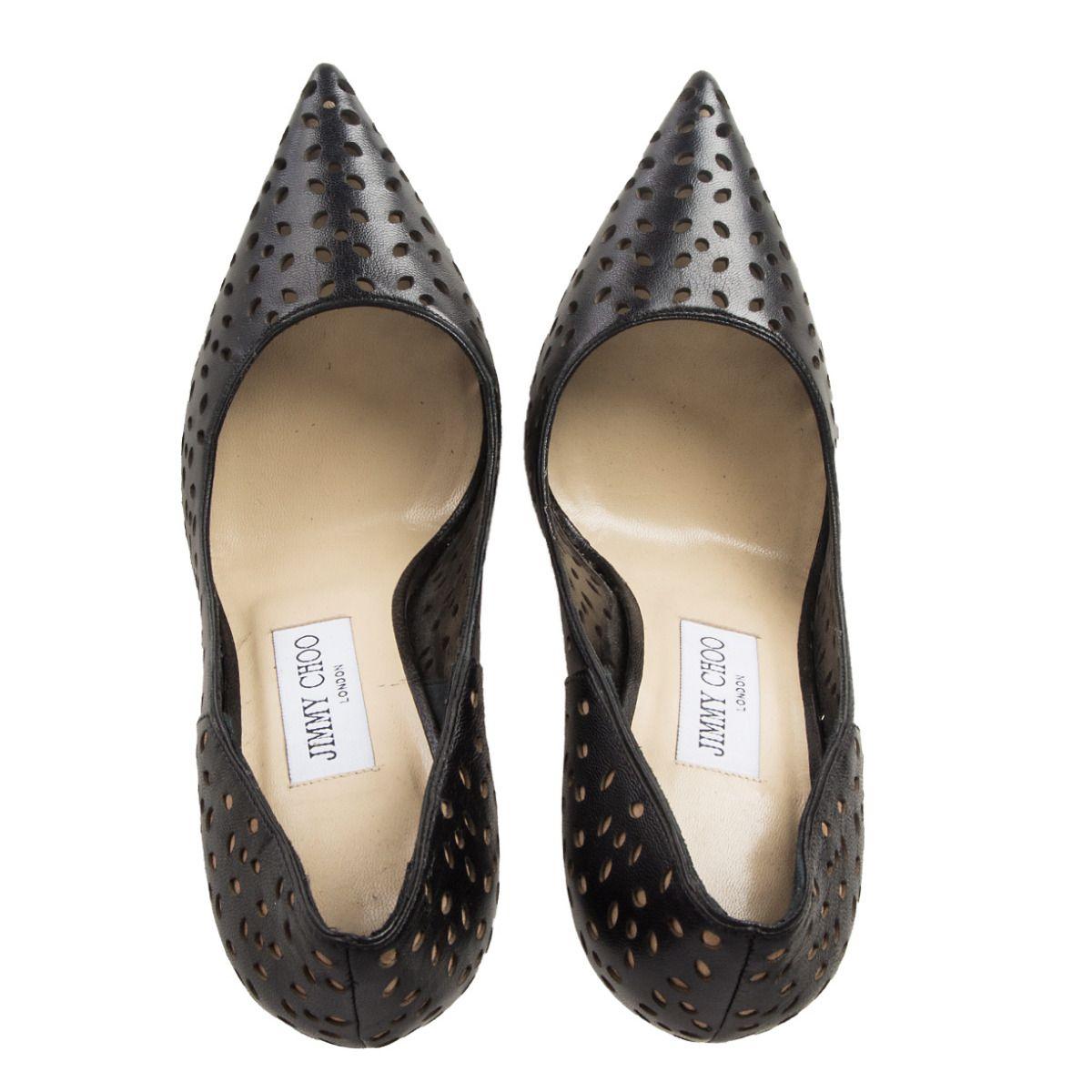 JIMMY CHOO black leather ANOUK Perforated Pumps Shoes 36 For Sale 1