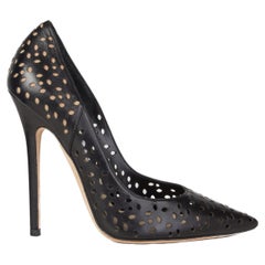 JIMMY CHOO black leather ANOUK Perforated Pumps Shoes 36