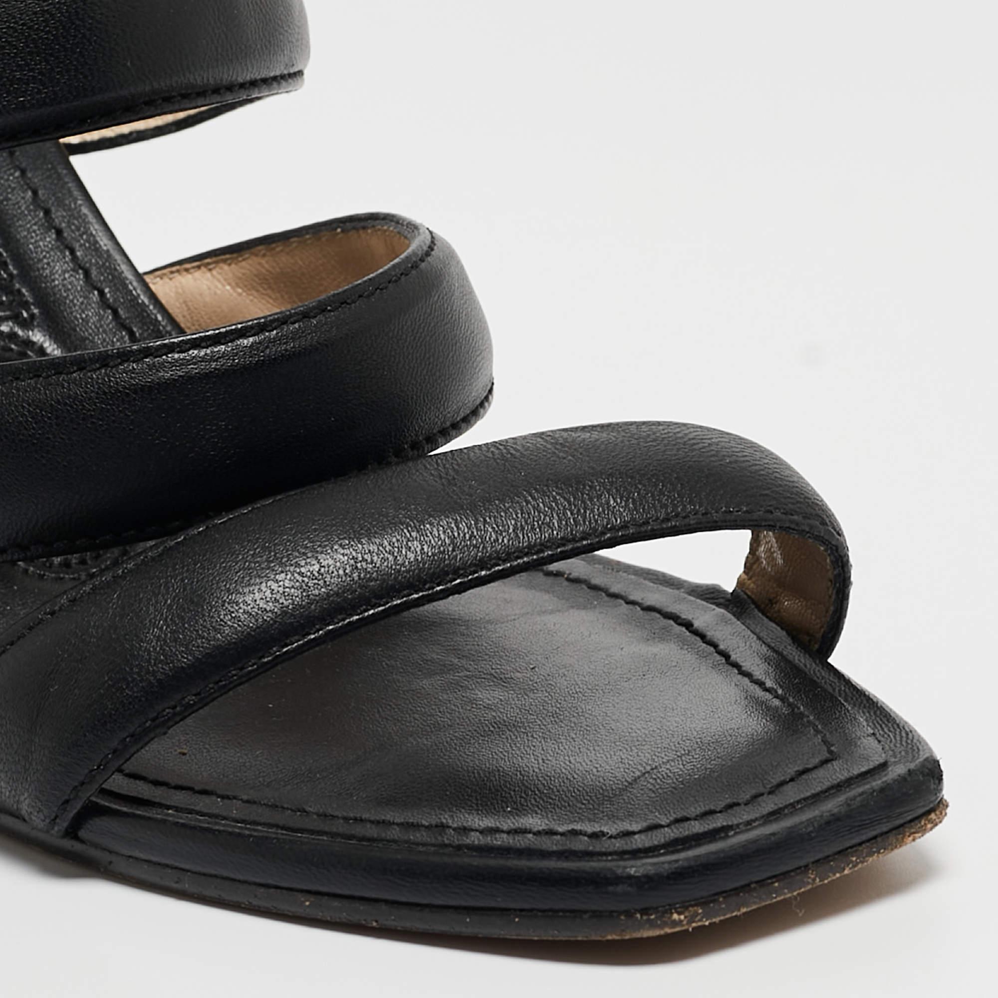 Jimmy Choo Black Leather Auna Slide Sandals Size 38.5 1