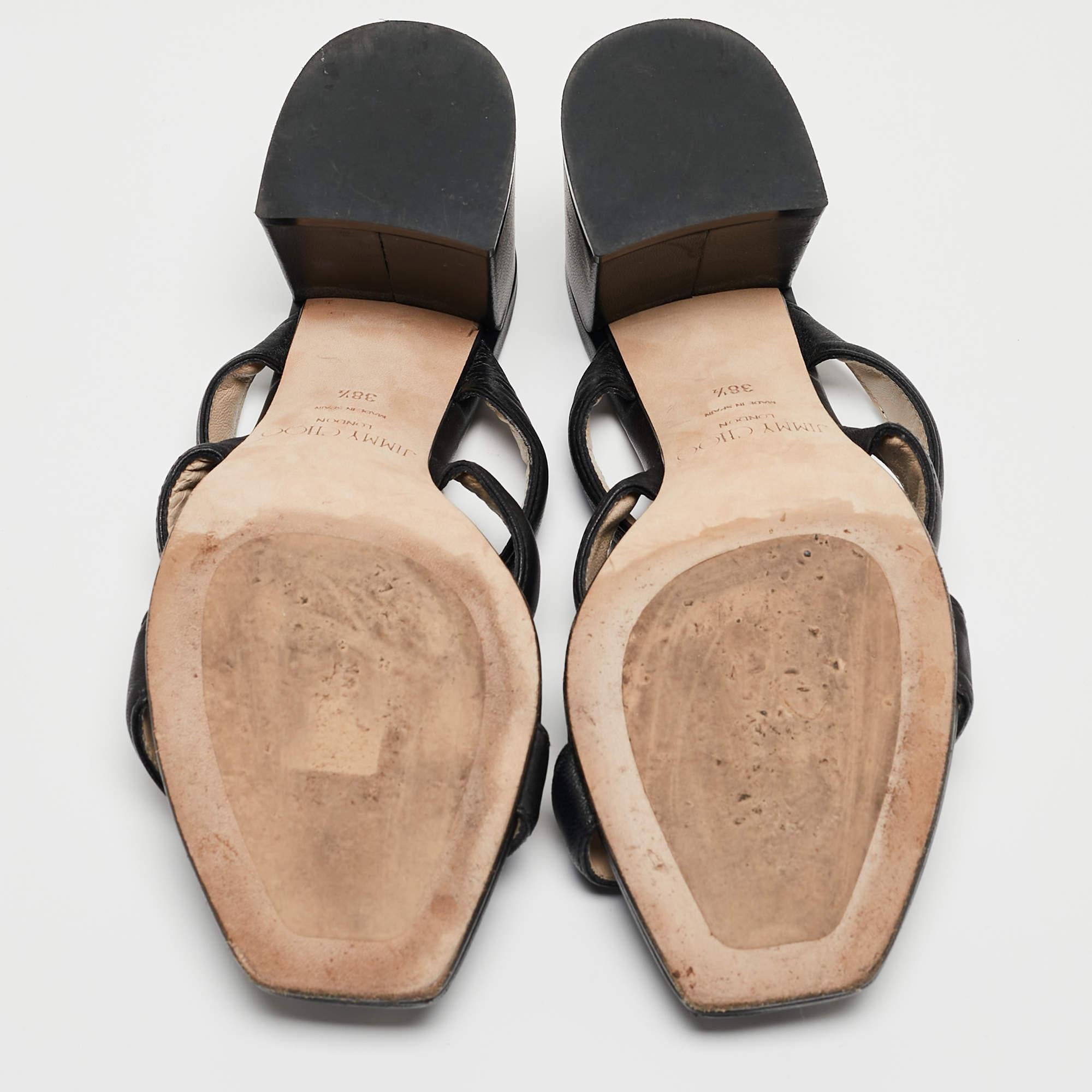 Jimmy Choo Black Leather Auna Slide Sandals Size 38.5 3