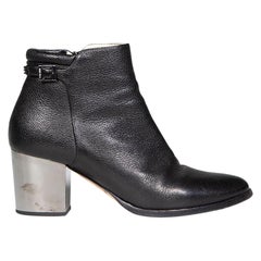 Jimmy Choo Black Leather Back Buckle Ankle Boots Size IT 39.5