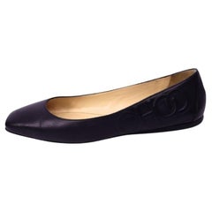 Jimmy Choo Black Leather Ballet Flats with Embossed Logo - EU 36 Jimmy Choo Black Leather Ballet Flats with Embossed Logo - EU 36