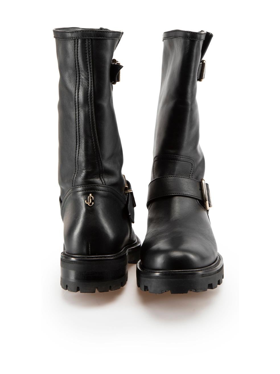 Jimmy Choo Black Leather Biker II Boots Size IT 40 In Excellent Condition In London, GB