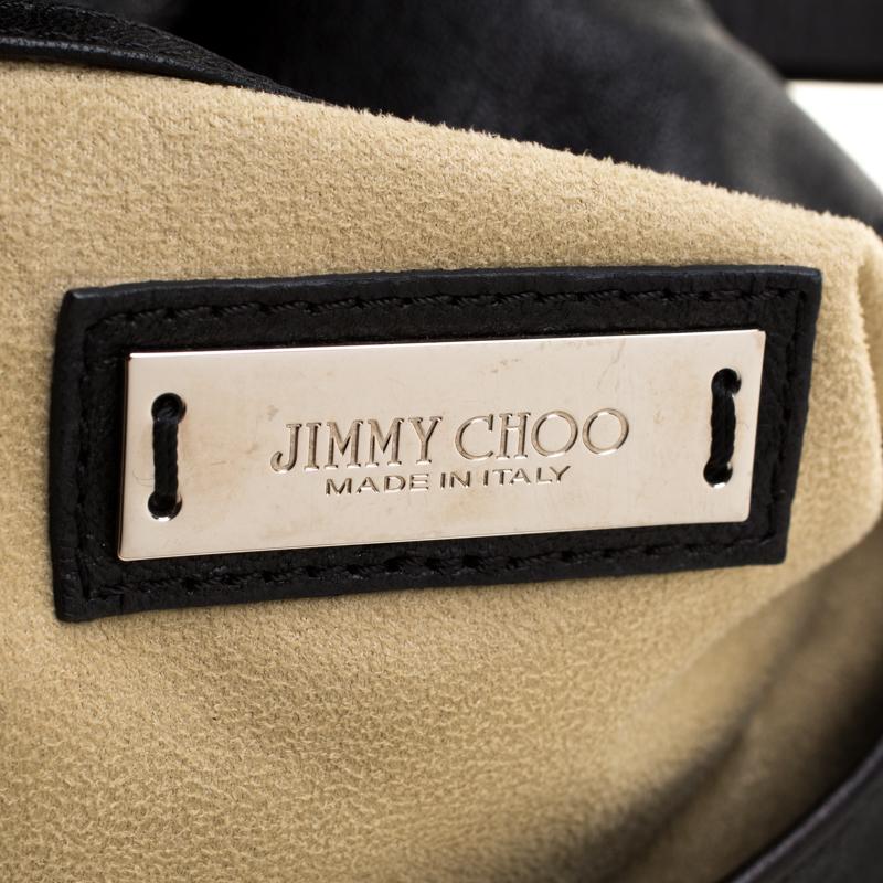 Jimmy Choo Black Leather Boho Biker Chain Hobo 6