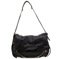 Jimmy Choo Black Leather Boho Biker Chain Hobo