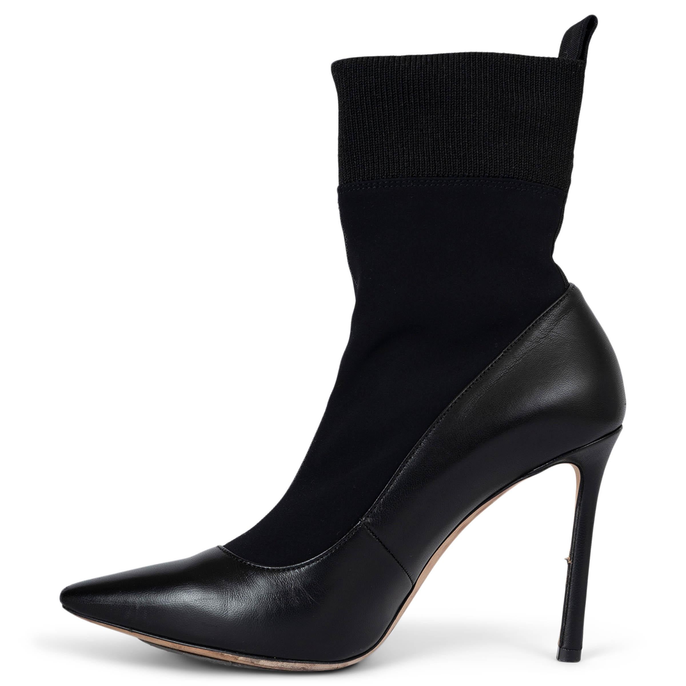 Black JIMMY CHOO black leather BRANDON 100 SOCK Ankle Boots Shoes 36.5 For Sale