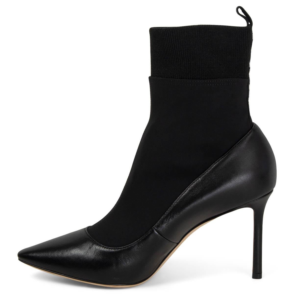 Noir JIMMY CHOO Bottes en cuir noir BRANDON 85 POINTED-TOE SOCK Shoes 39,5 en vente