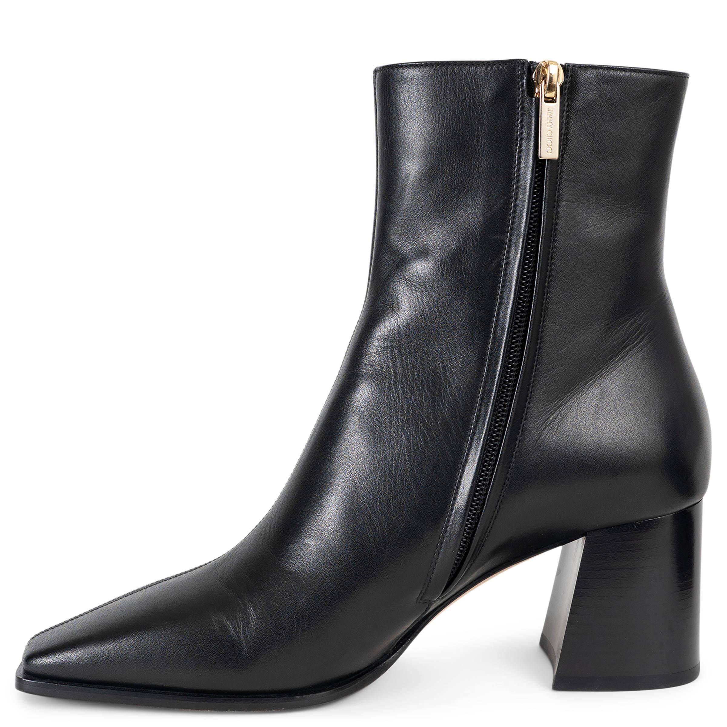 JIMMY CHOO cuero negro BRYELLE BLOCK HEEL Botines Zapatos 38.5 Negro en venta