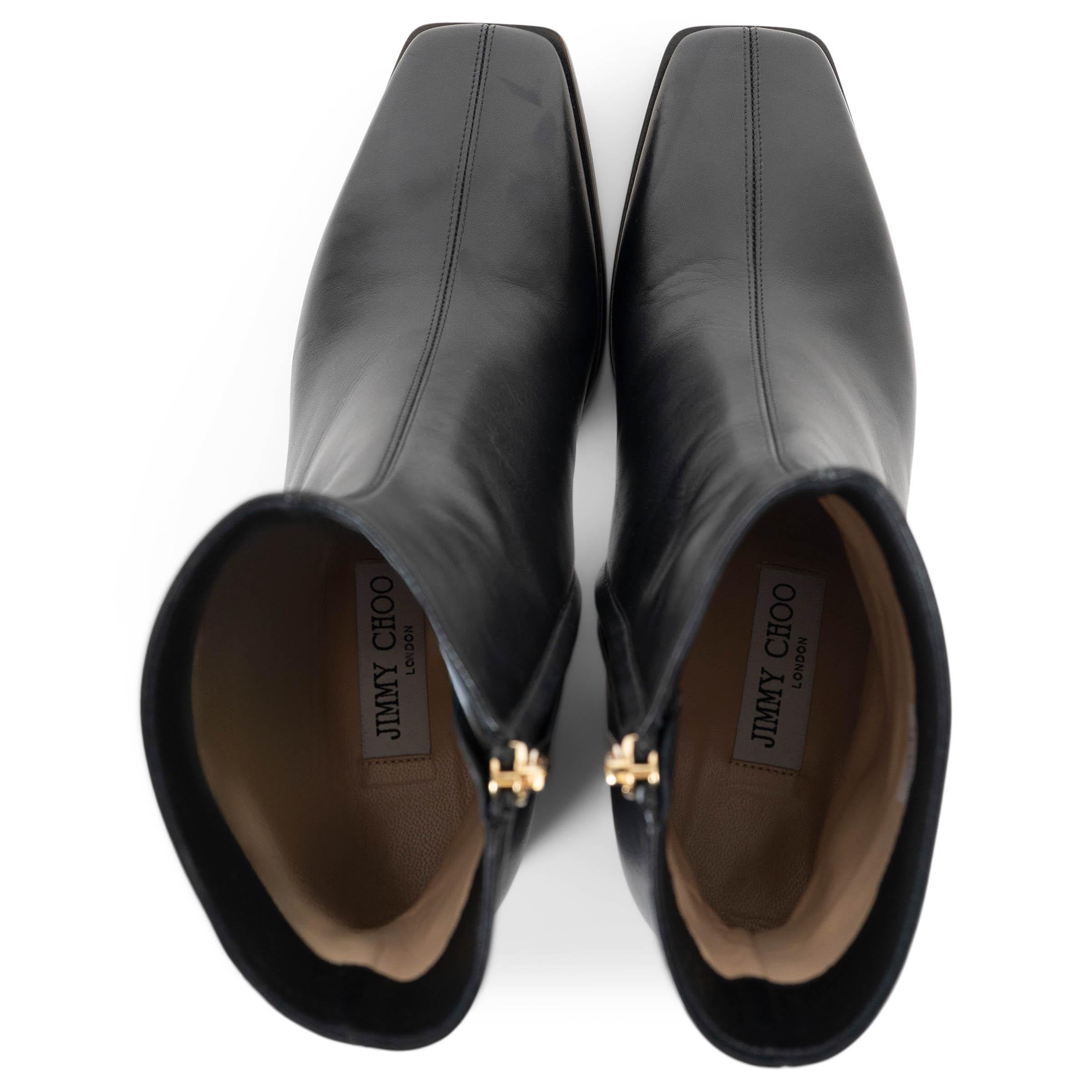 JIMMY CHOO cuero negro BRYELLE BLOCK HEEL Botines Zapatos 38.5 en venta 1