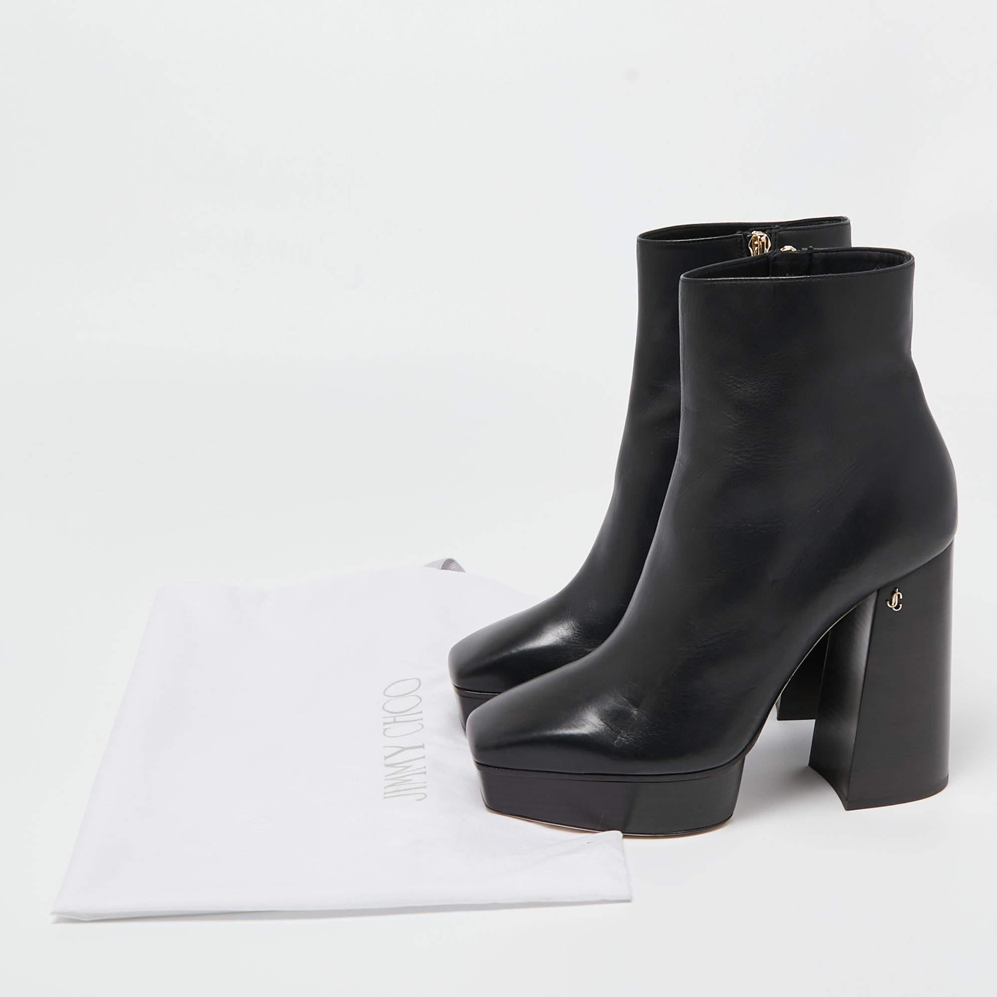 Jimmy Choo Black Leather Bryn Ankle Boots Size 39.5 For Sale 3