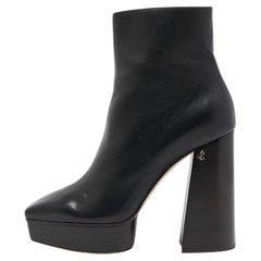 Used Jimmy Choo Black Leather Bryn Ankle Boots Size 39.5