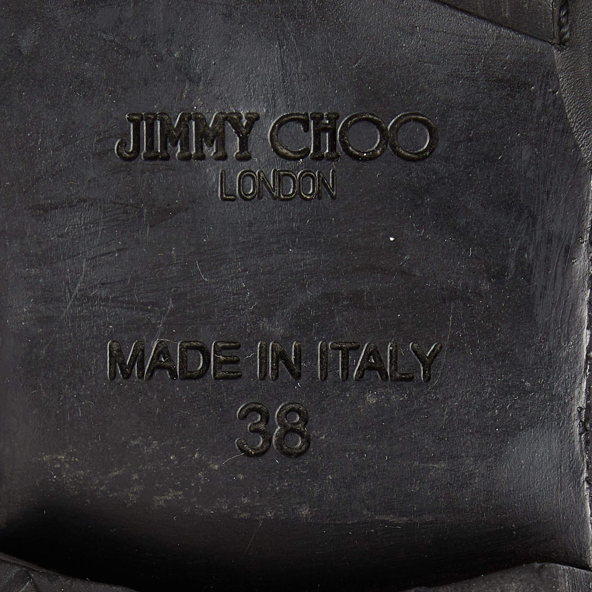 Women's Jimmy Choo Black Leather Buckle Detail Mid Calf Biker Boots Size 38 For Sale