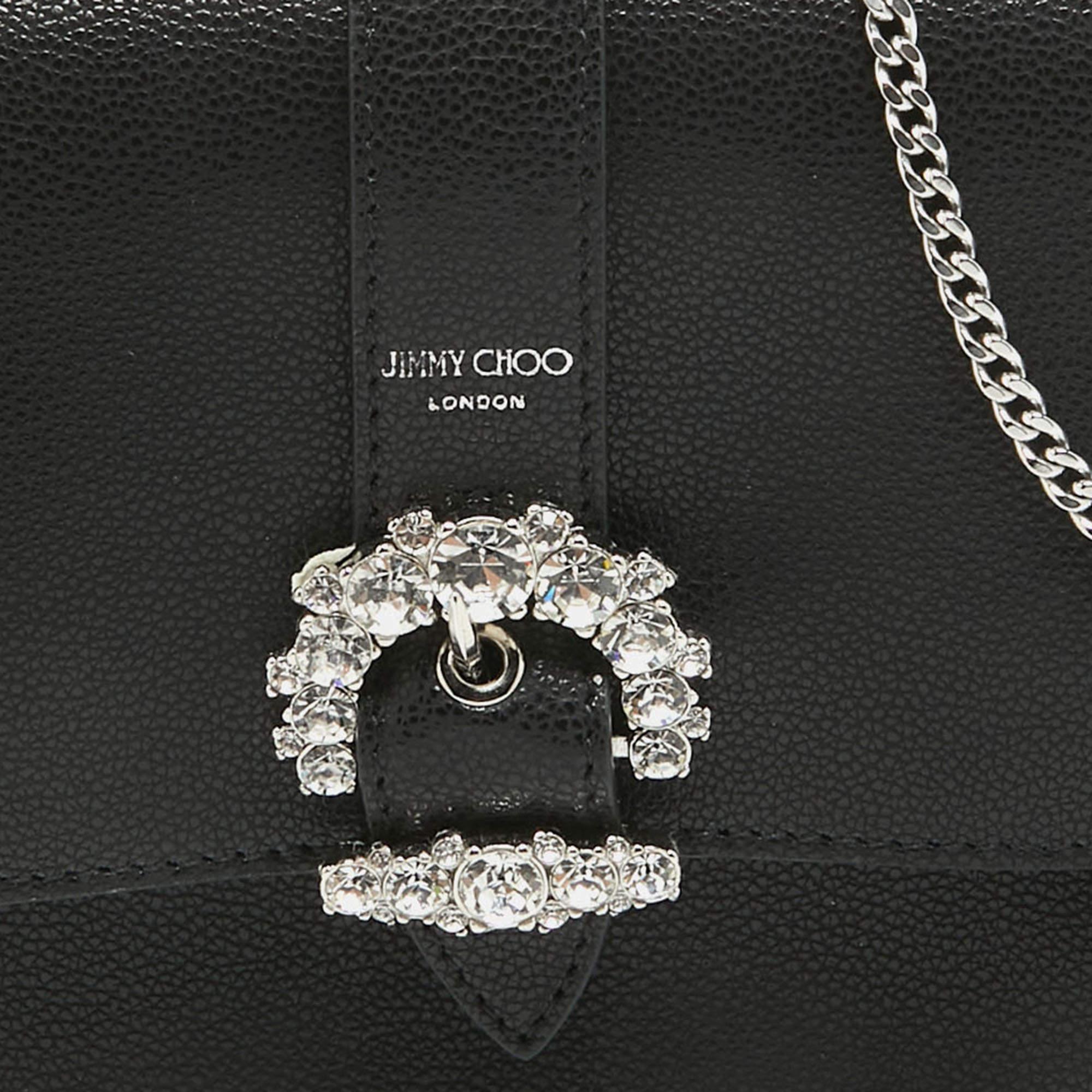 Jimmy Choo Black Leather Cheri Chain Shoulder Bag For Sale 3