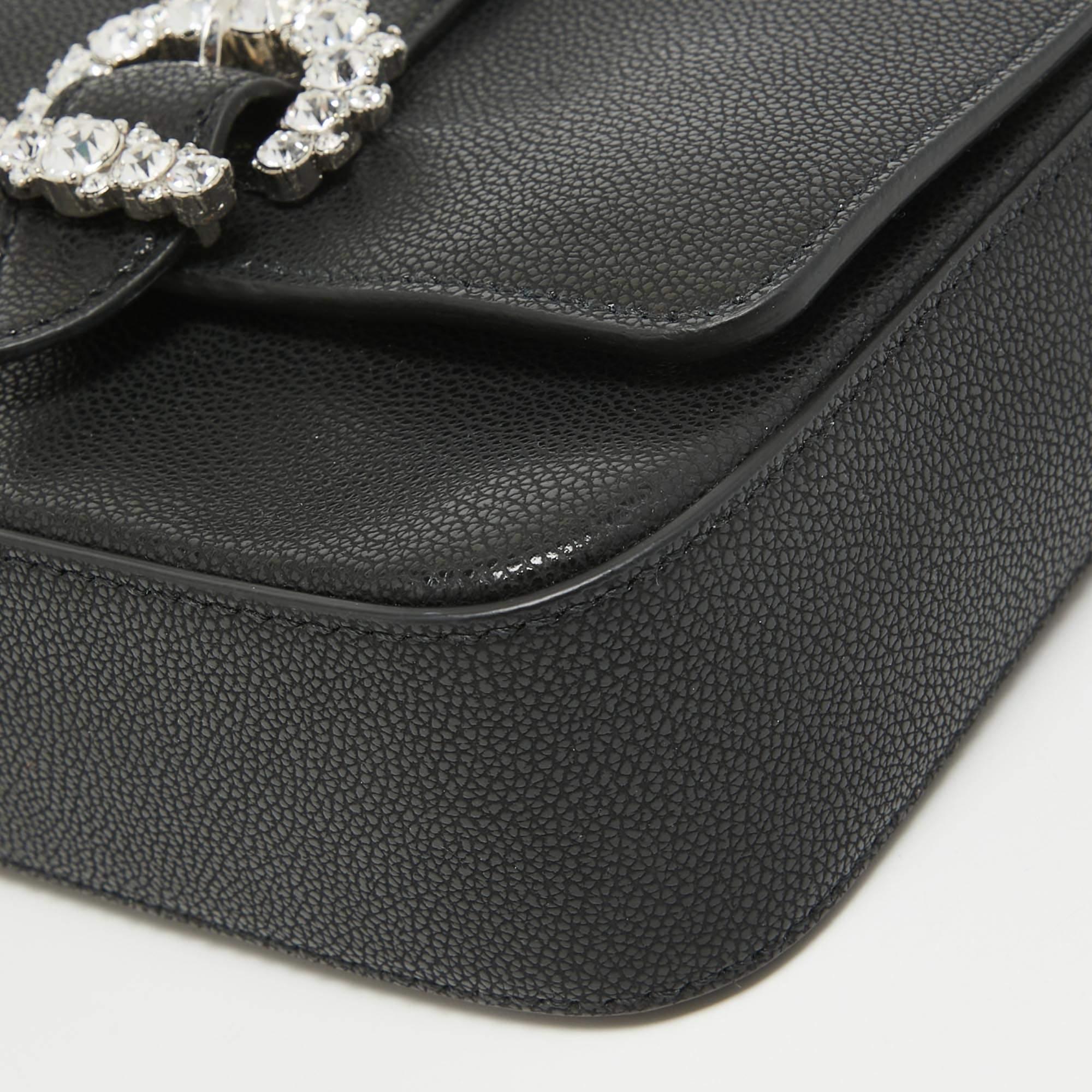 Jimmy Choo Black Leather Cheri Chain Shoulder Bag 4