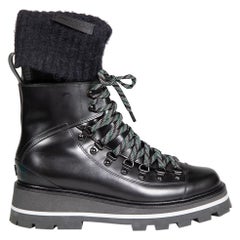 Jimmy Choo Black Leather Chike Combat Boots Size IT 38.5