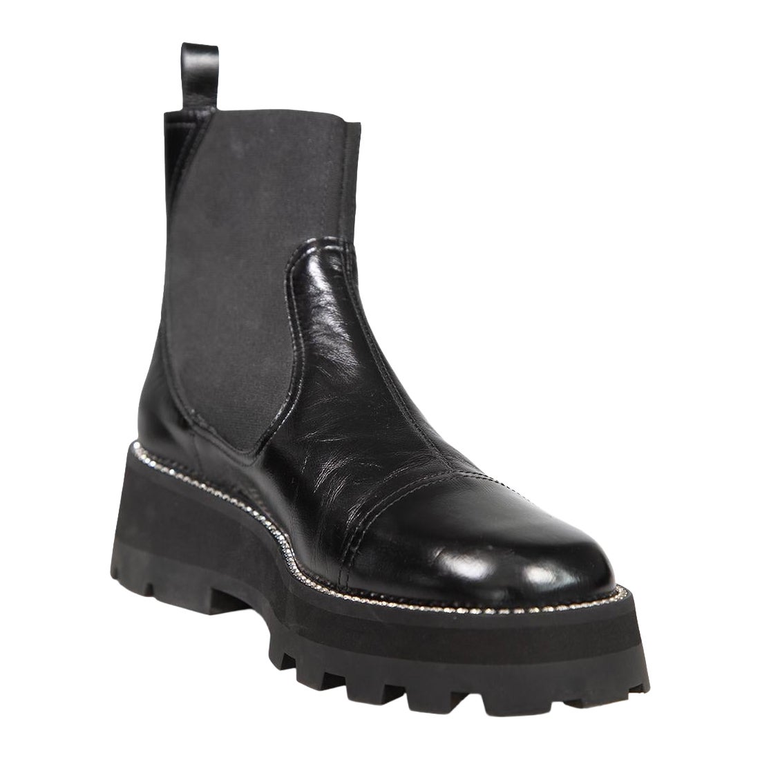 Jimmy Choo Schwarz Leder Clayton verschönert Stiefel Größe IT 41.5