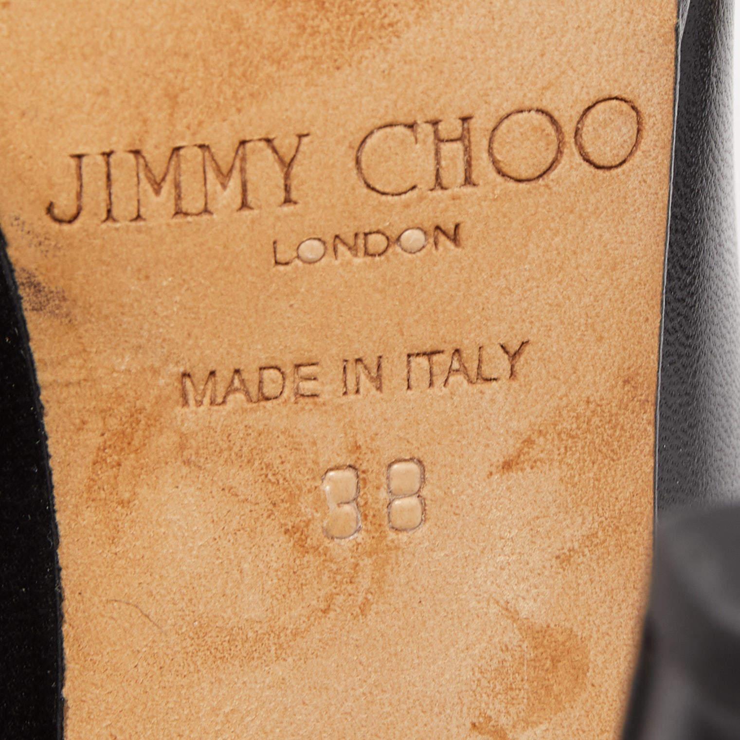 Jimmy Choo Black Leather Cosmic Platform Pumps Size 38 For Sale 4