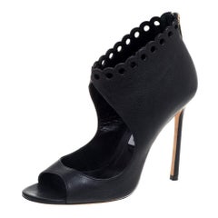 Jimmy Choo Black Leather Cutout Bootie Size 38.5