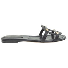Jimmy Choo Black Leather Damaris Slide Sandals