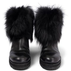 JIMMY CHOO black leather DANA FUR TRIM BIKER Boots Shoes 38