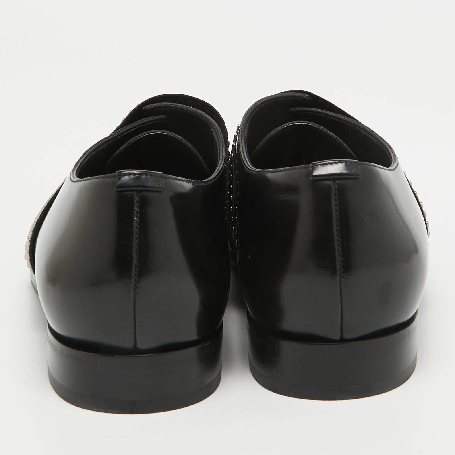 Men's Jimmy Choo Black Leather Embellished Slip On Loafers Size 42 For Sale