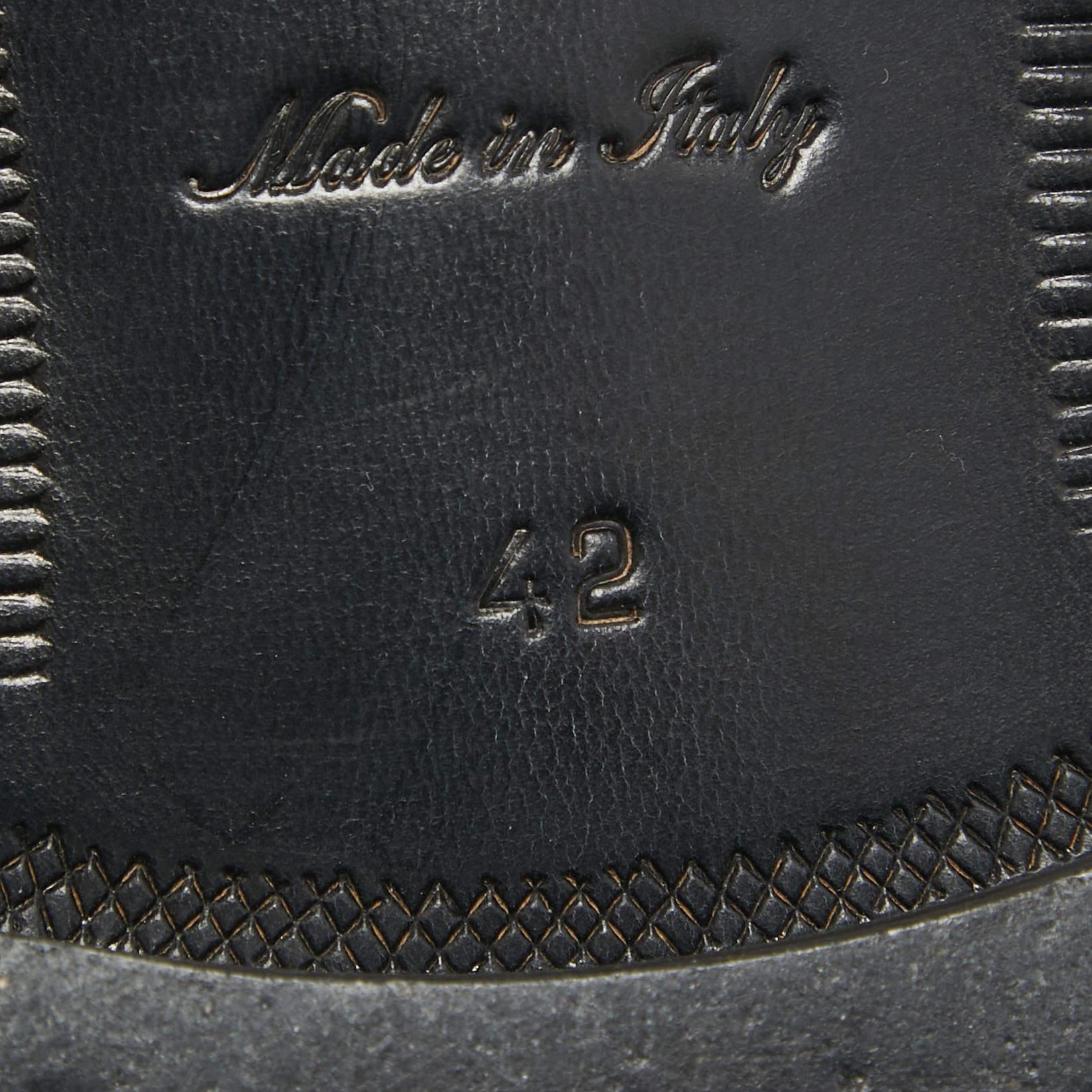 Jimmy Choo Black Leather Embellished Slip On Loafers Size 42 For Sale 2
