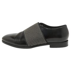 Jimmy Choo Schwarz Leder verschönert Slip On Loafers Größe 42