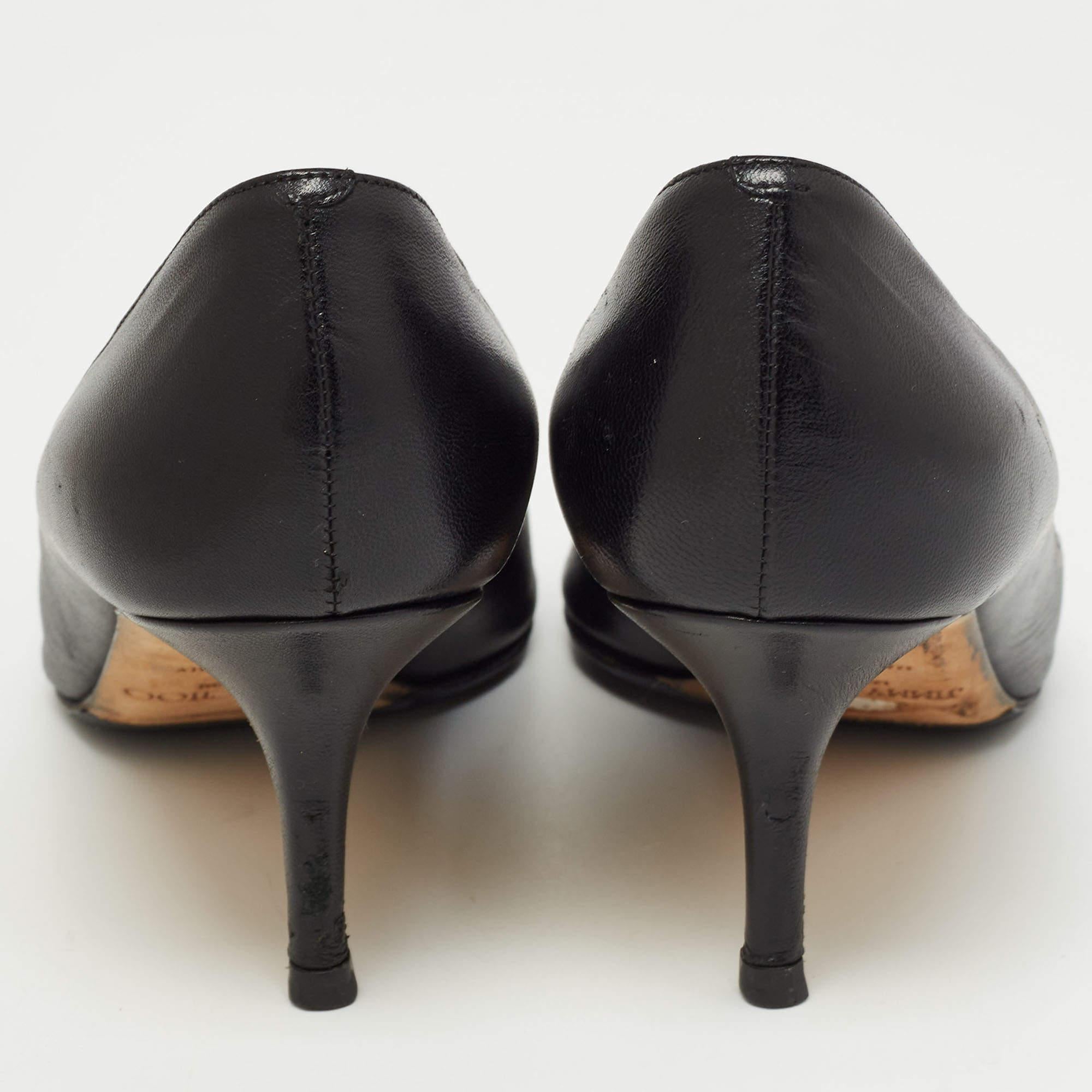 Jimmy Choo Black Leather Evelyn Peep Toe Pumps Size 38 1