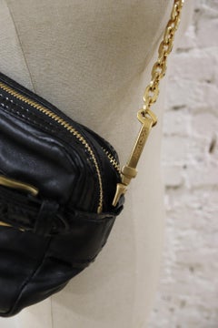 Jimmy Choo black leather gold chain hardware shoulder bag