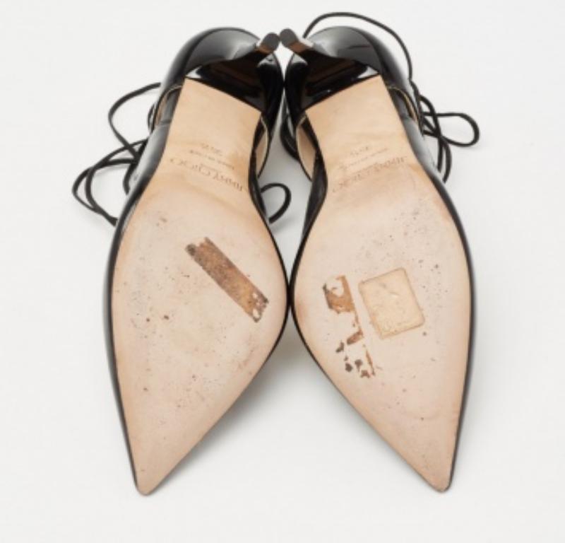 Jimmy Choo Black Leather Hoops Lace Up Pumps Size 35.5 For Sale 6