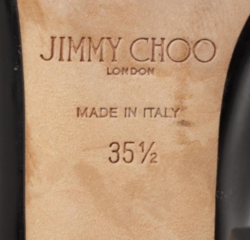 Jimmy Choo Black Leather Hoops Lace Up Pumps Size 35.5 For Sale 4