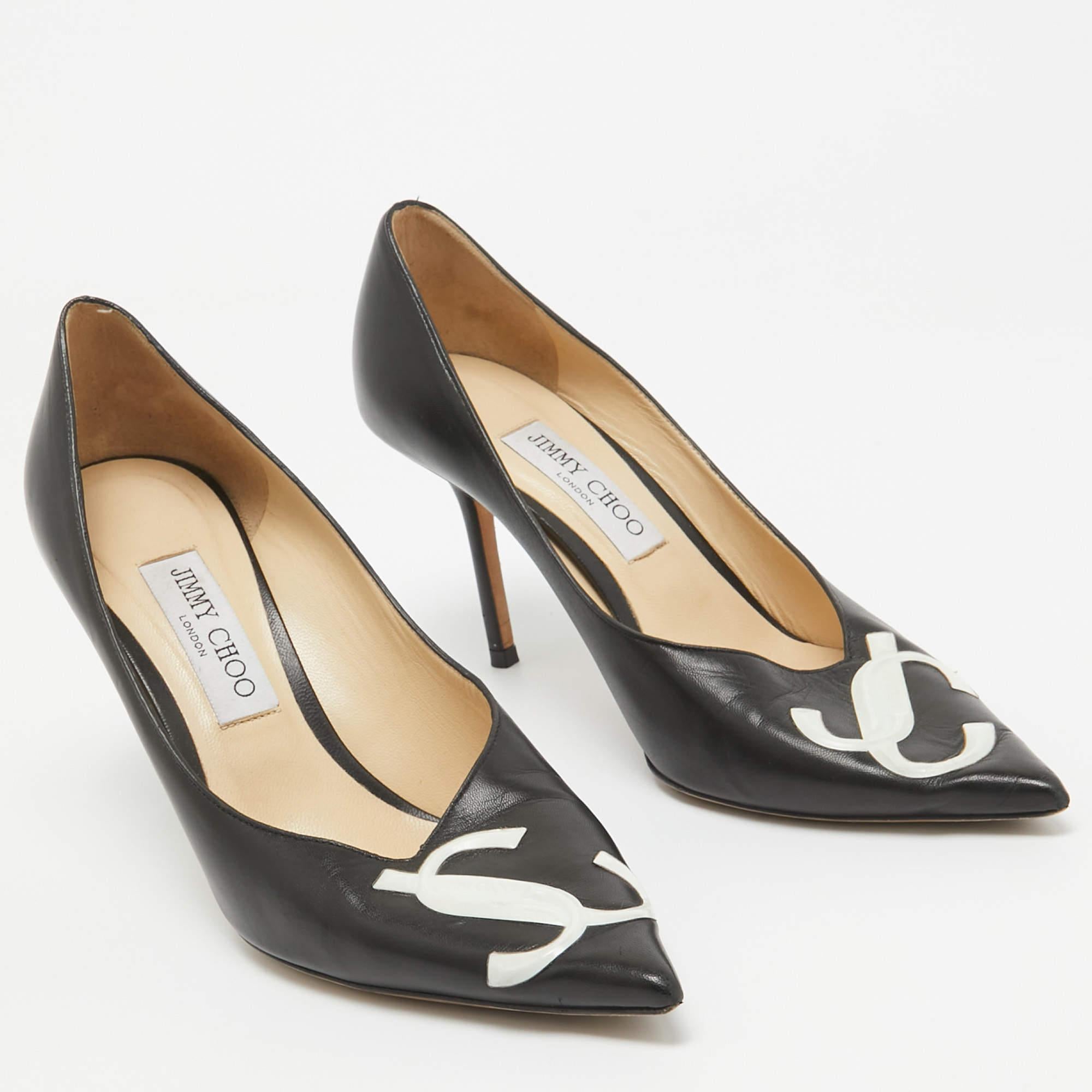 Women's Jimmy Choo Black Leather JC Love Pumps Size 39.5 For Sale