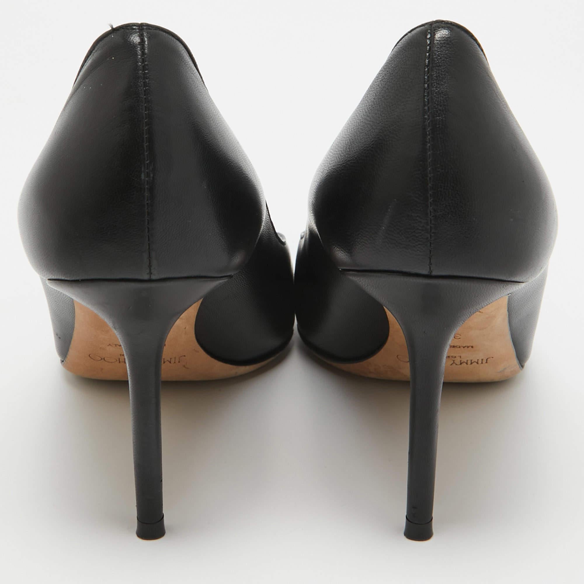 Jimmy Choo Black Leather JC Love Pumps Size 39.5 For Sale 1