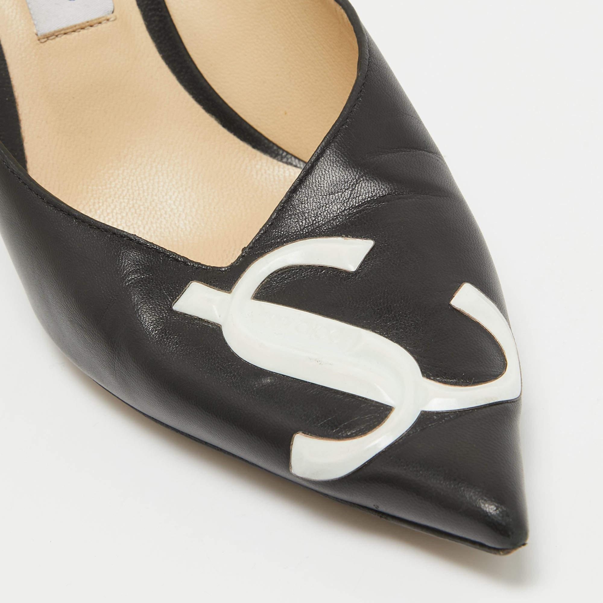 Jimmy Choo Black Leather JC Love Pumps Size 39.5 For Sale 4