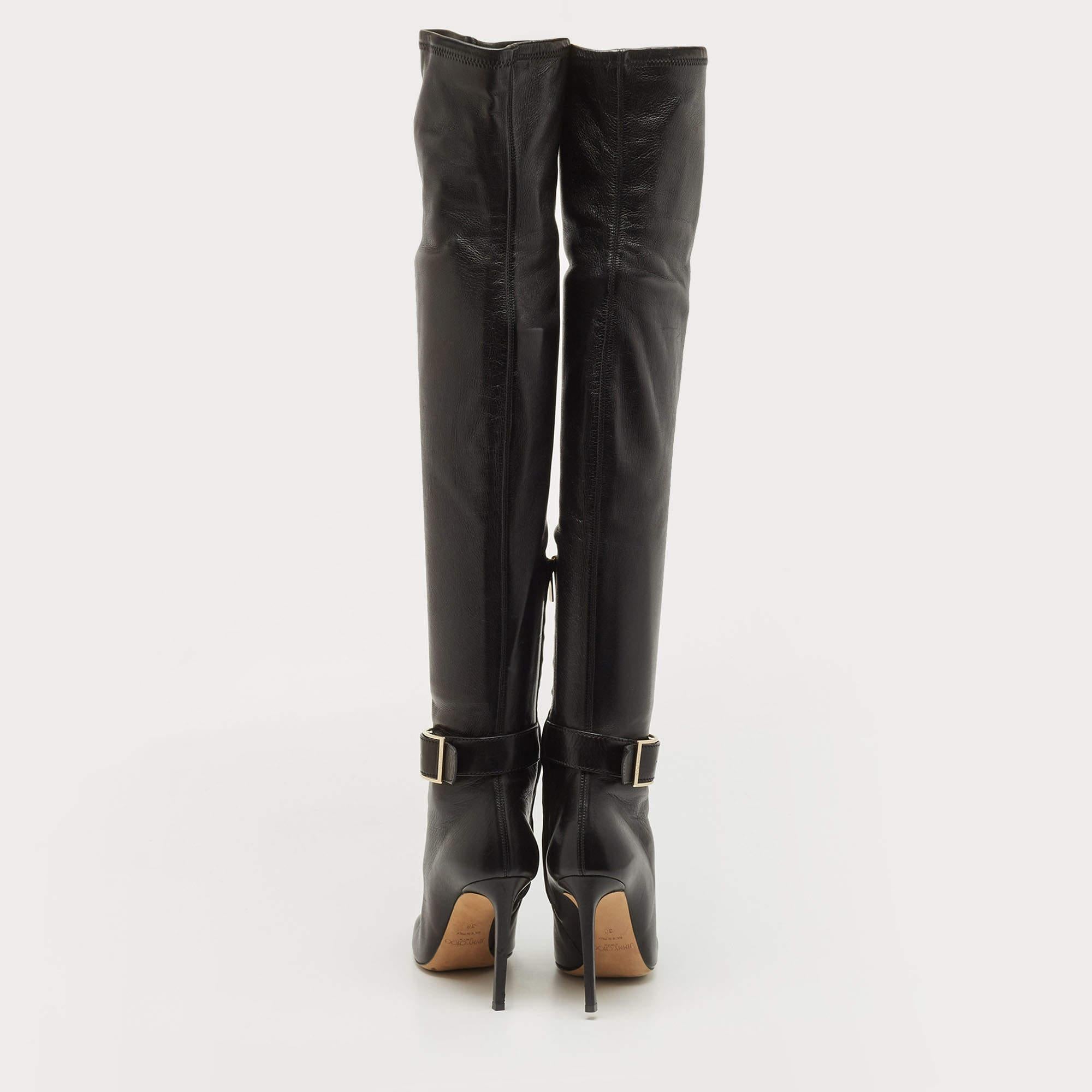 Jimmy Choo Black Leather Knee Length Boots Size 38 1